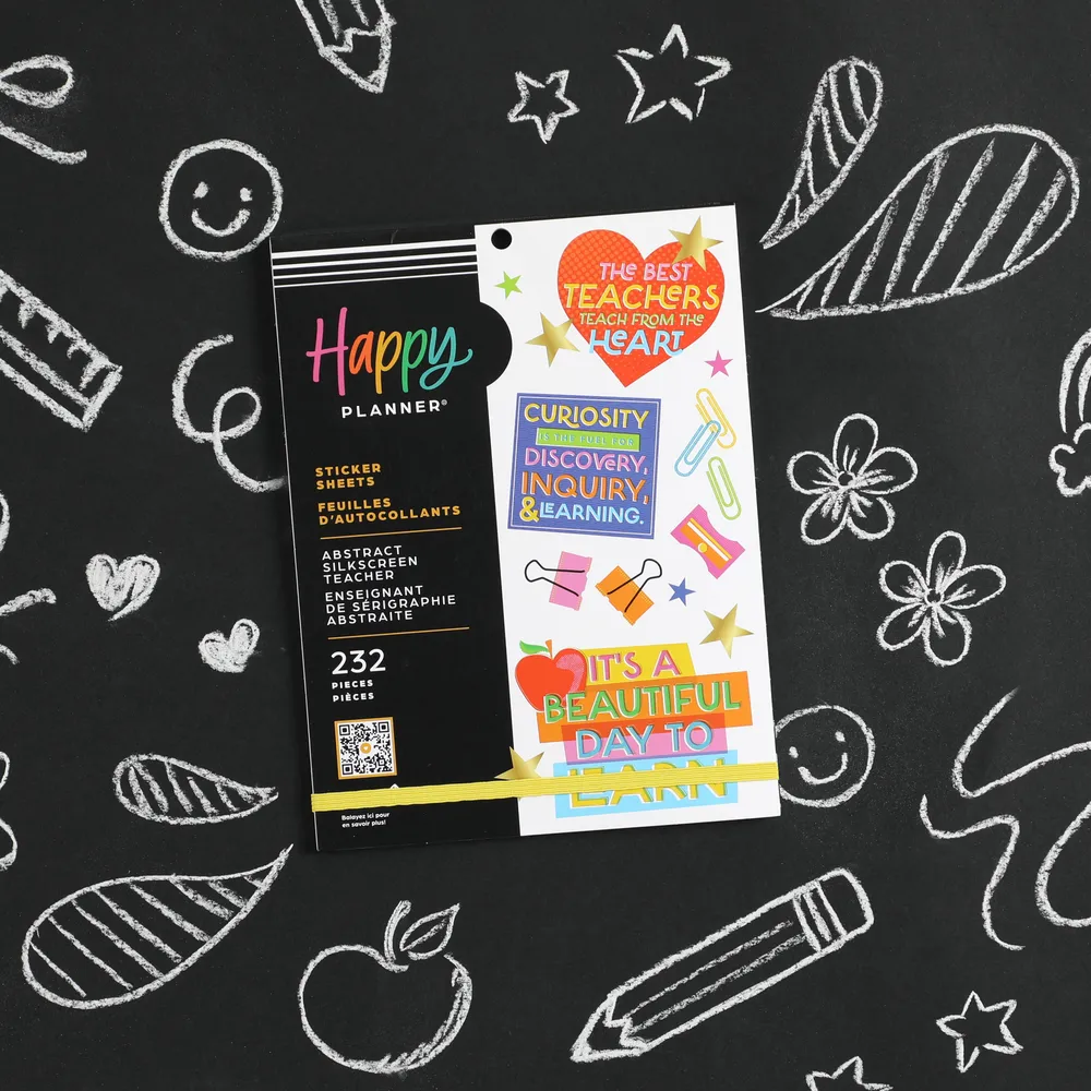 Happy Planner Teacher Abstract Silkscreen stickers large 232 pièces