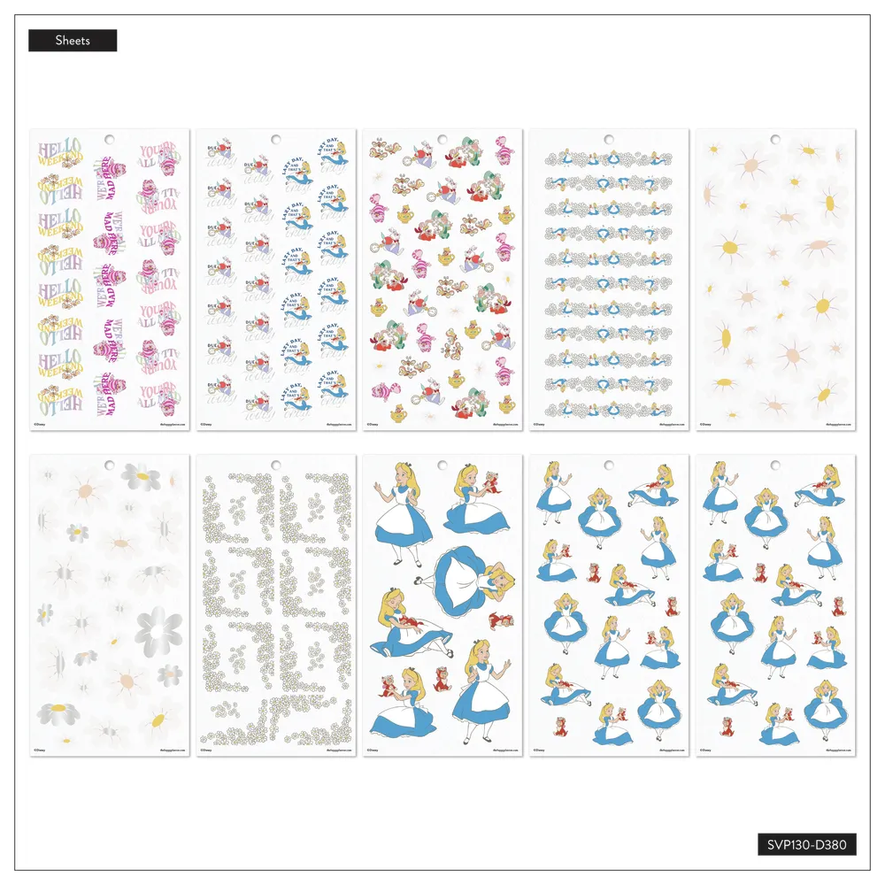 Happy Planner Disney Alice carnet stickers big 30 feuilles 414 pièces