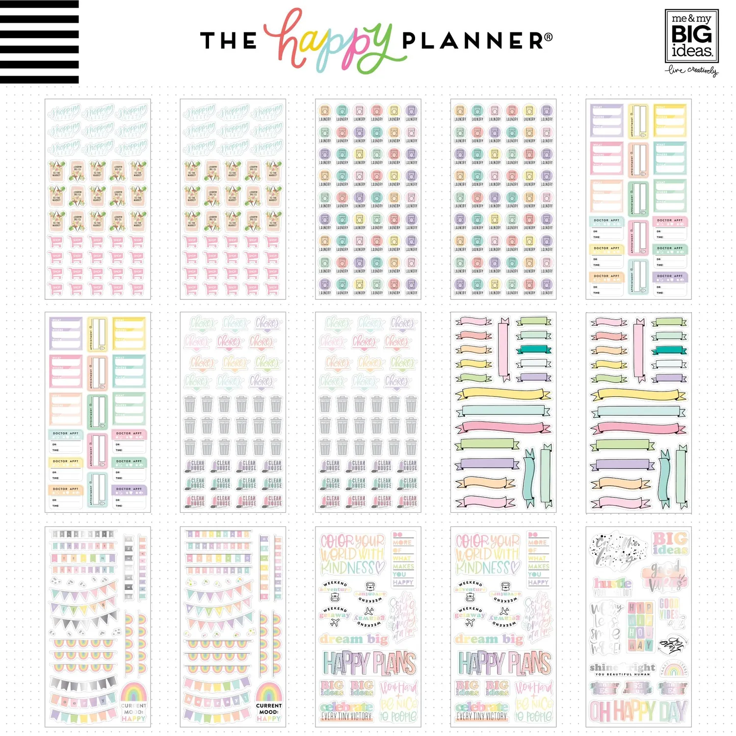 Happy Planner Value Pack stickers Pastels 100 feuilles