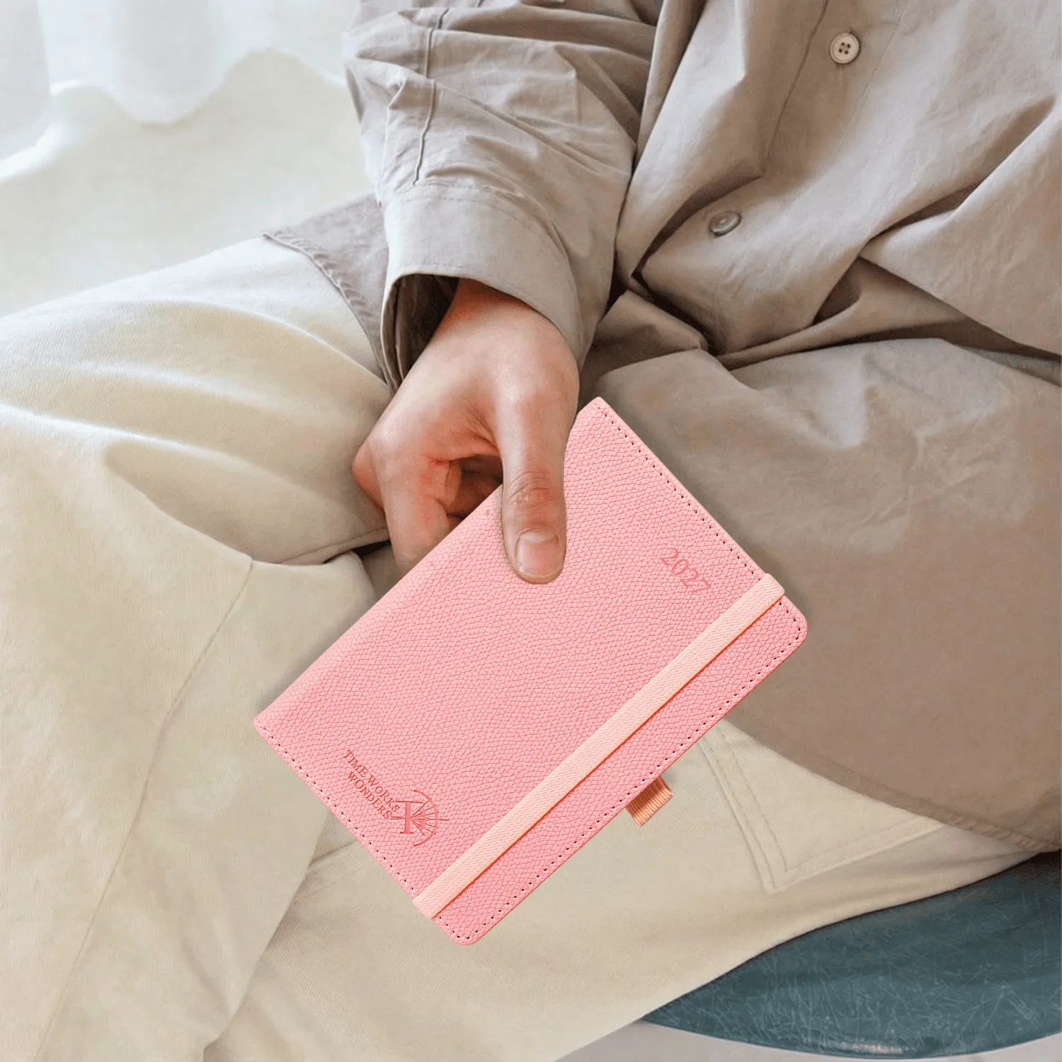 Poprun CETLA6-27 agenda hebdo poche rose poudré