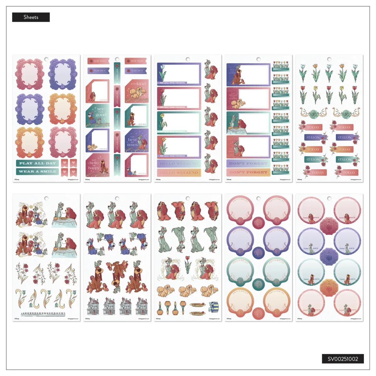 Happy Planner La Belle et Clochard stickers 526 autocollants
