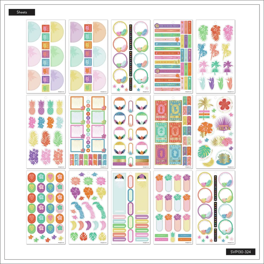 Happy Planner Bold & Botanical stickers 682 pièces tropical