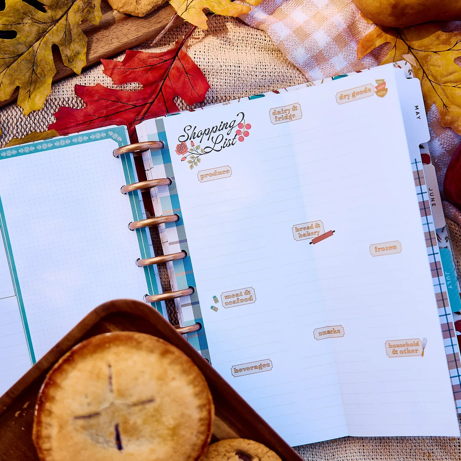 Happy Planner Classic recharge menus courses Fall Picnic 40 feuilles