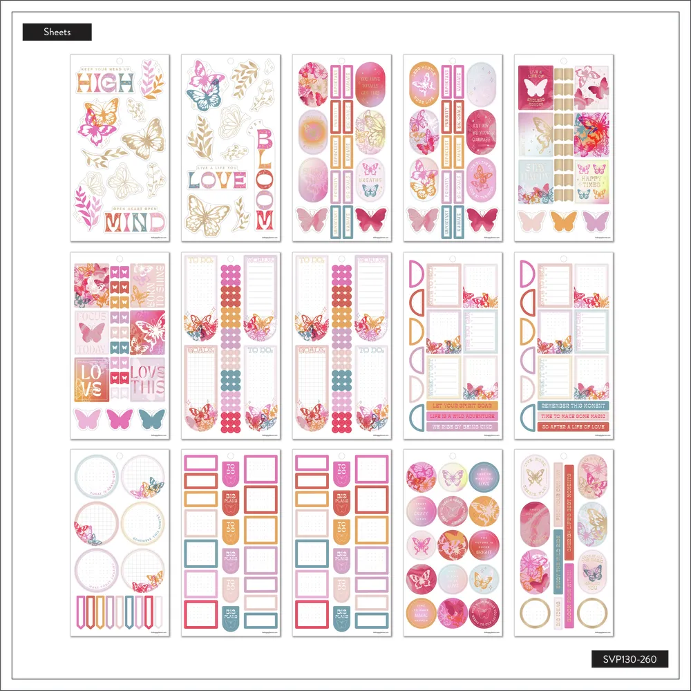 Happy Planner Butterfly Bliss stickers value pack 651 rose