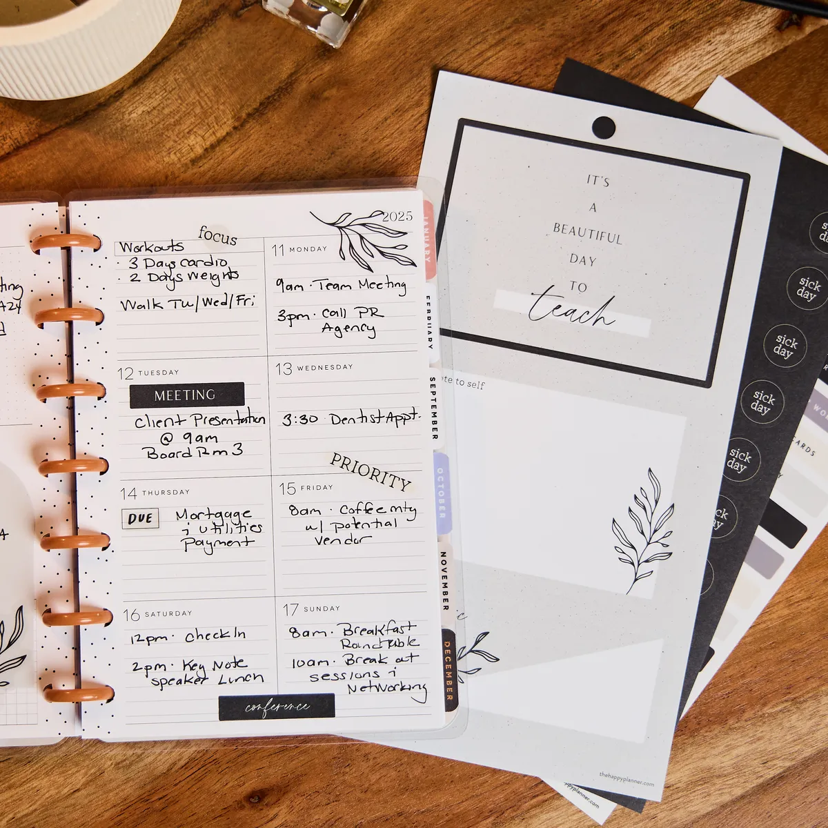 Happy Planner Sharp Studies Teacher stickers Big 740 neutres