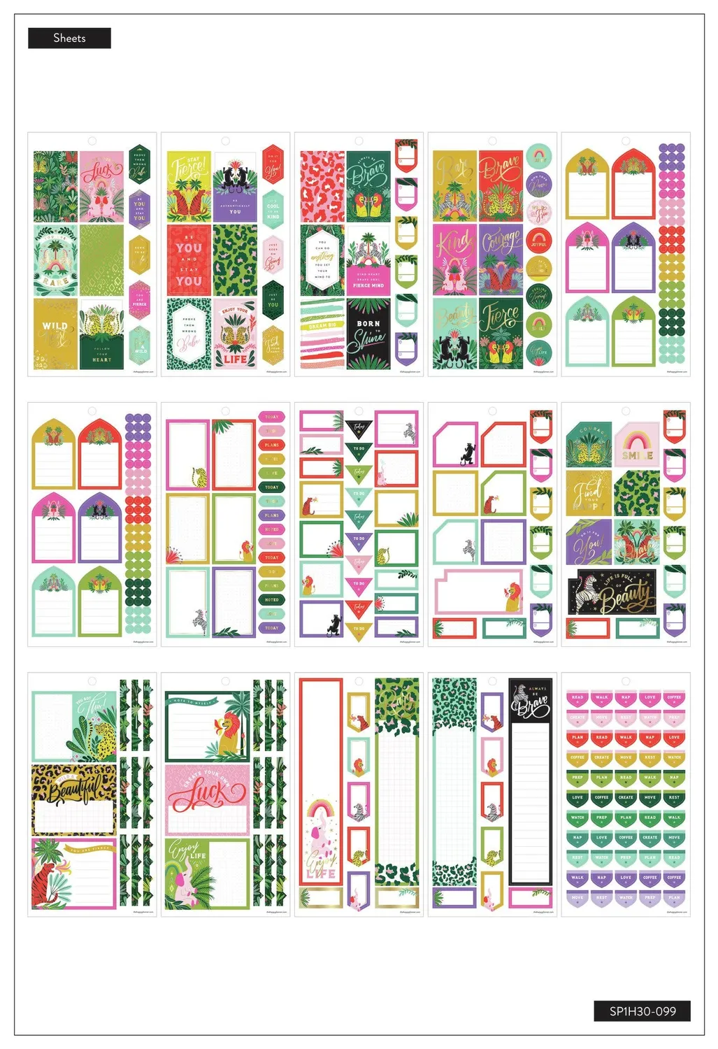 Happy Planner Jungle Vibes stickers 778 autocollants flamboyant