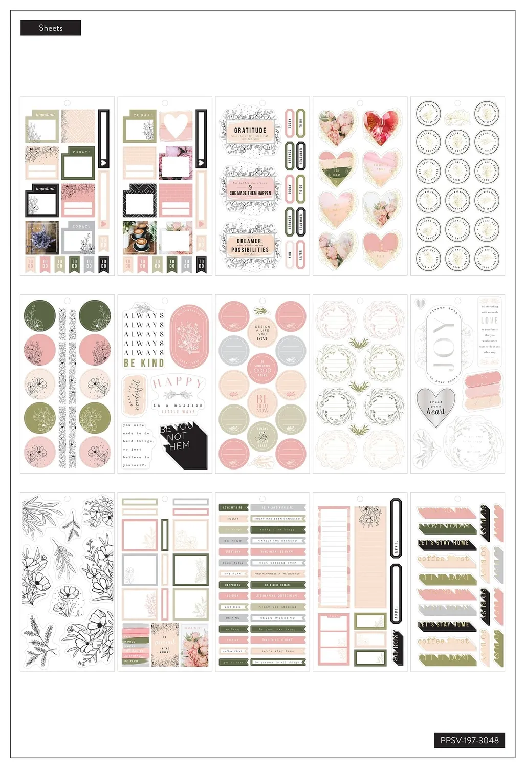 Happy Planner Modern Farmhouse stickers Classic 475 rustique