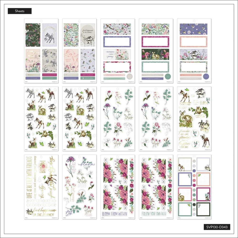 Happy Planner Disney Bambi Springtime stickers grand 385 motifs floraux