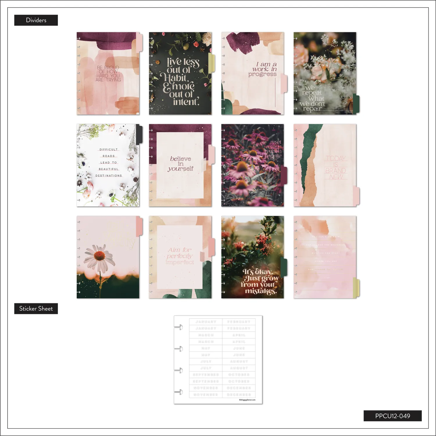 Happy Planner Believe In You Recovery agenda Classic 12 mois non daté