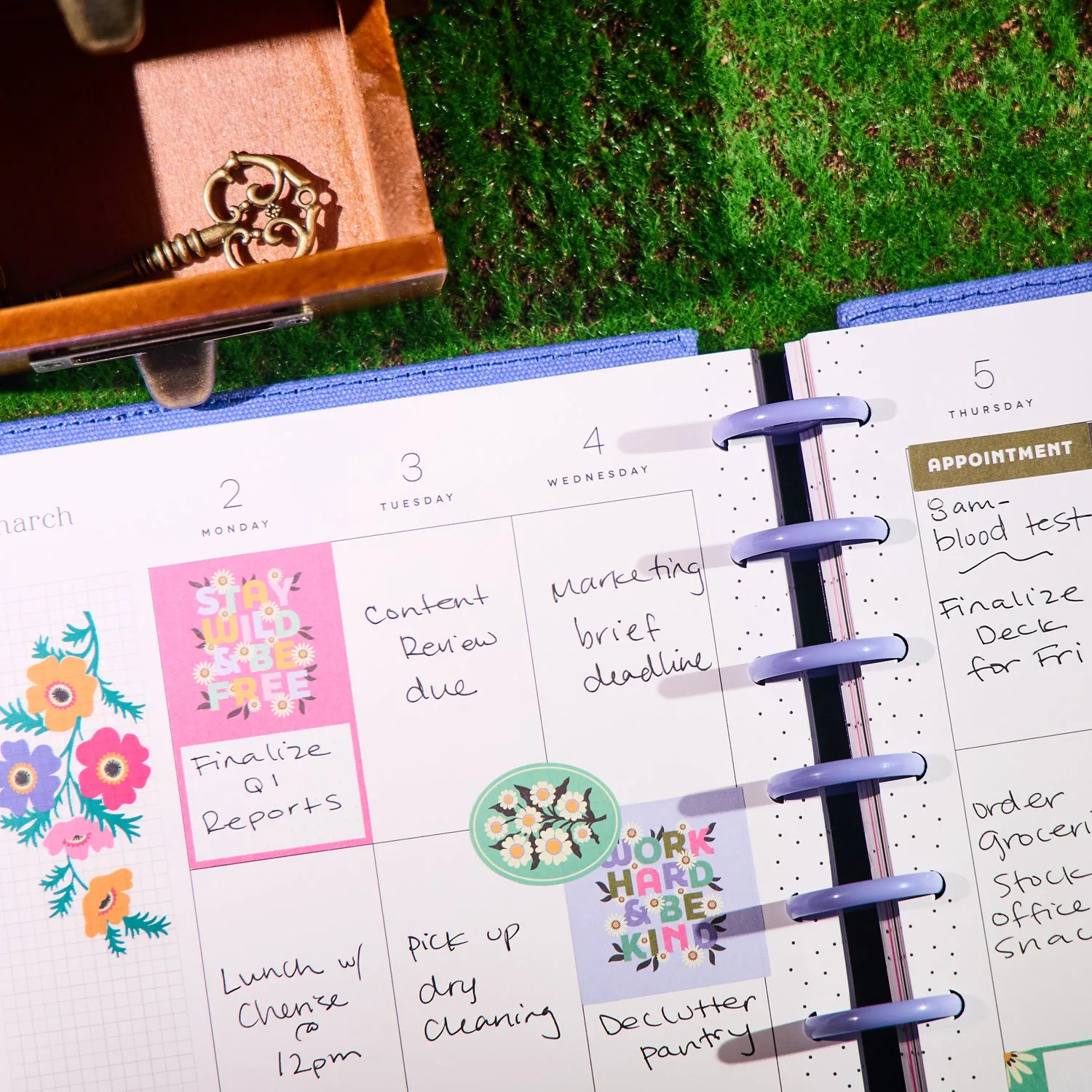 Happy Planner Florescent Florals agenda vertical 2026 Classic brodé