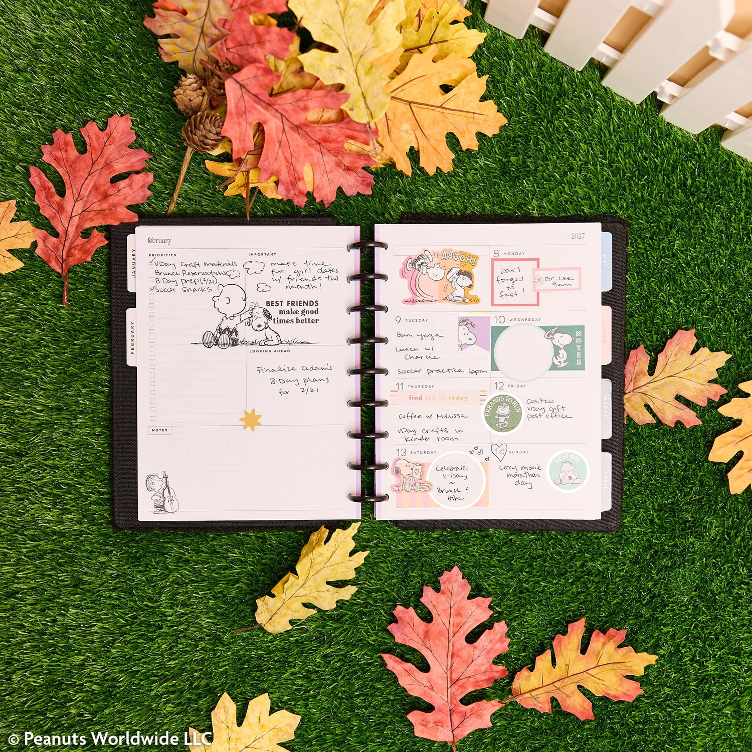 Happy Planner Peanuts Snoopy agenda 2027 Classic dashboard 12 mois