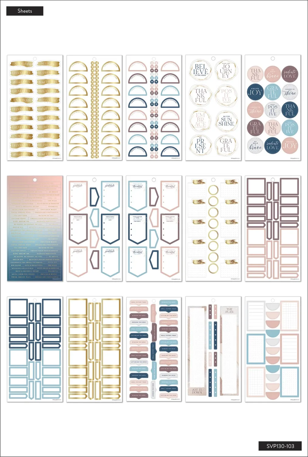 Happy Planner Value Pack Gratitude stickers 843 motifs doré