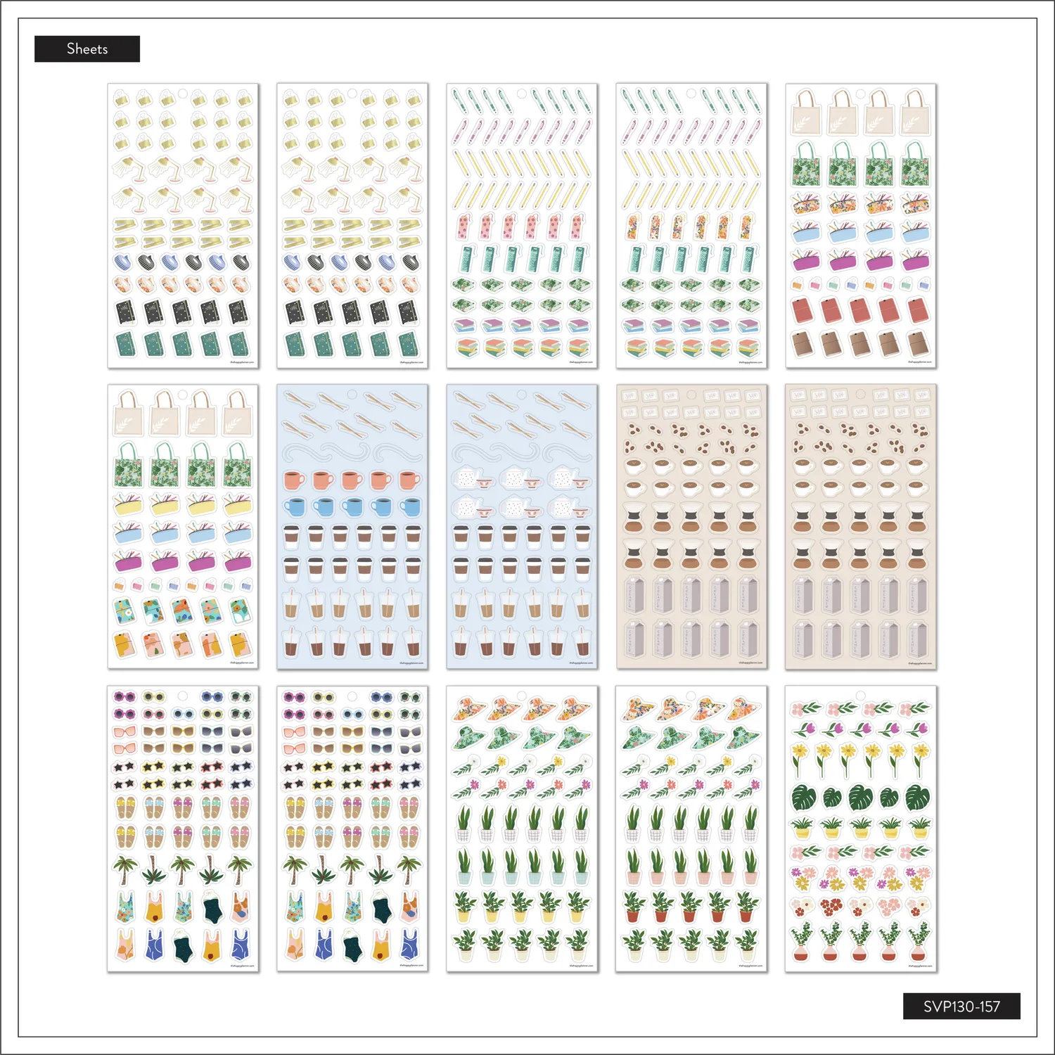 Happy Planner Essential Icons stickers 1466 doré