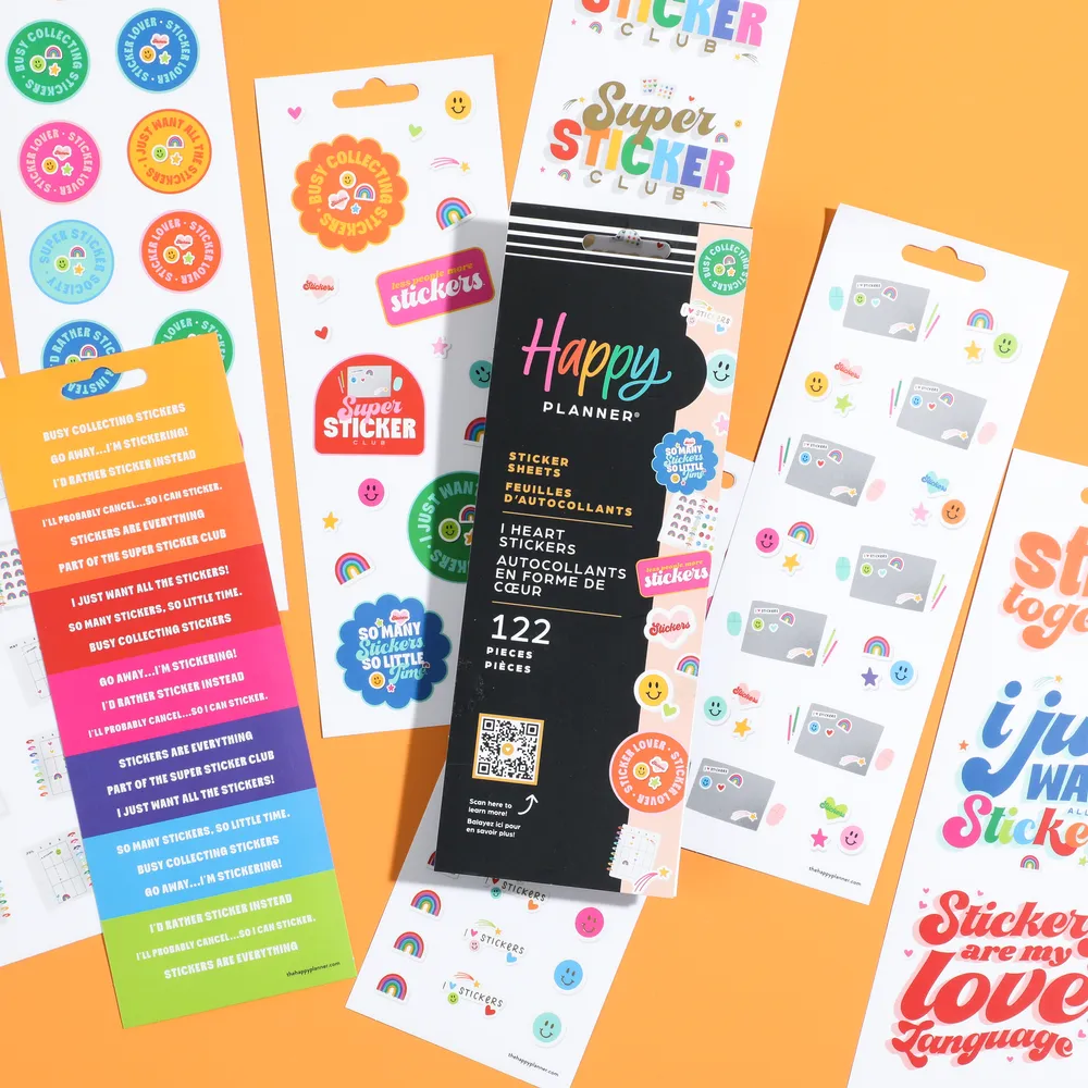 Me & my big ideas I Heart Stickers déco 8 planches 122 stickers