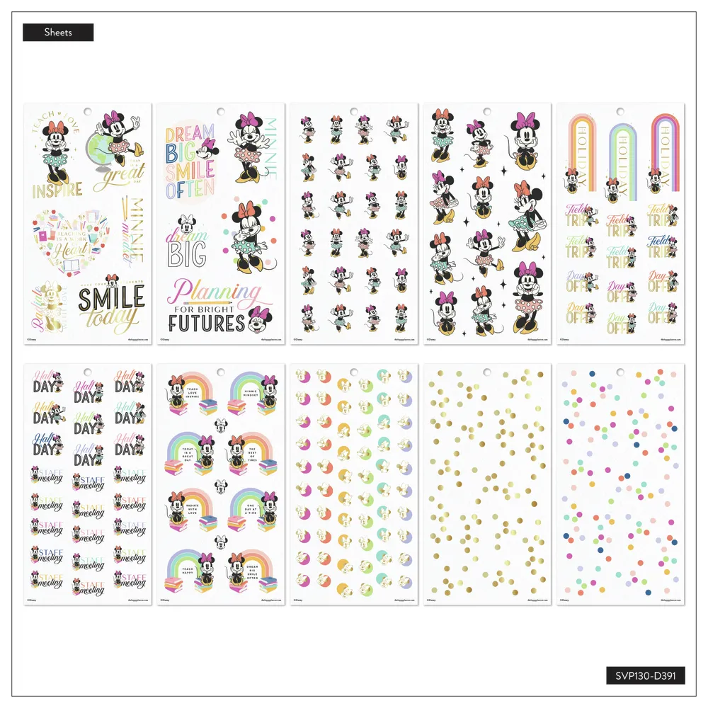 Happy Planner Disney Minnie Mouse All Smiles stickers enseignant 612 pcs