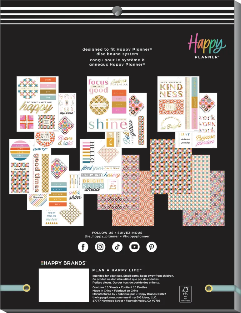Happy Planner Homespun Large autocollants 15 pages cosy