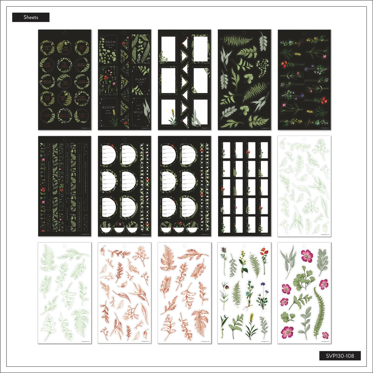 Happy Planner Deep Botanicals stickers floral 441 pièces