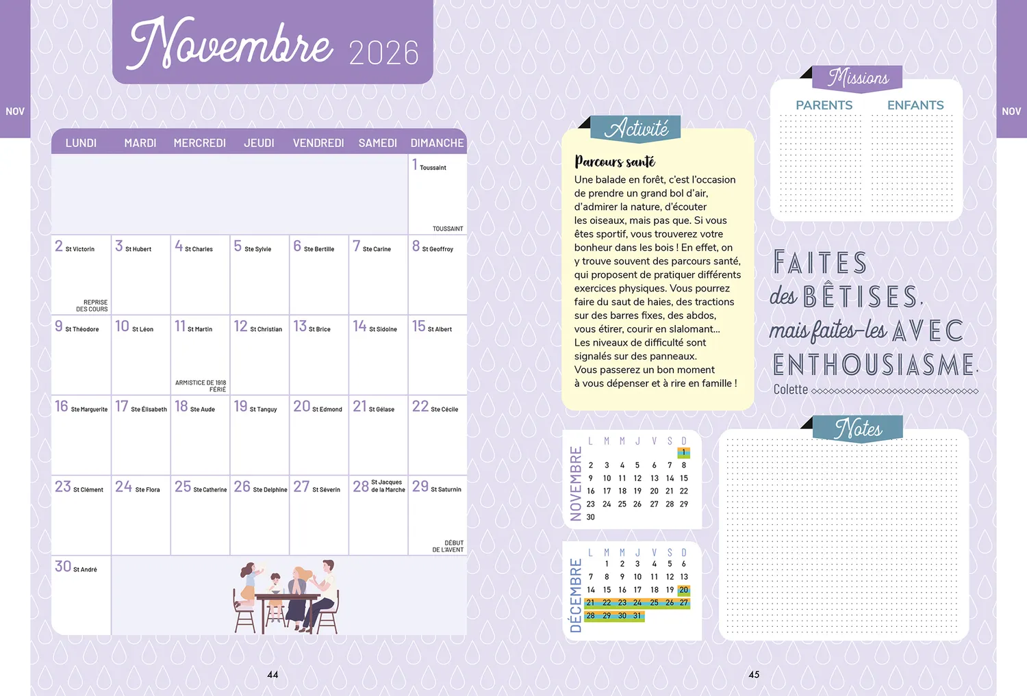 Frigobloc Famille organisée 2027 agenda familial à onglets