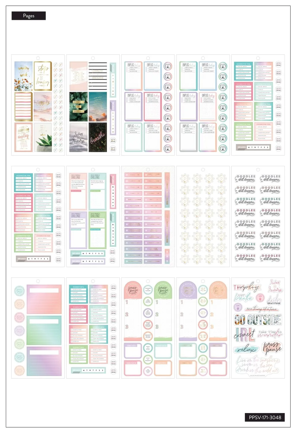 Happy Planner Digital Detox stickers value pack 713 pièces