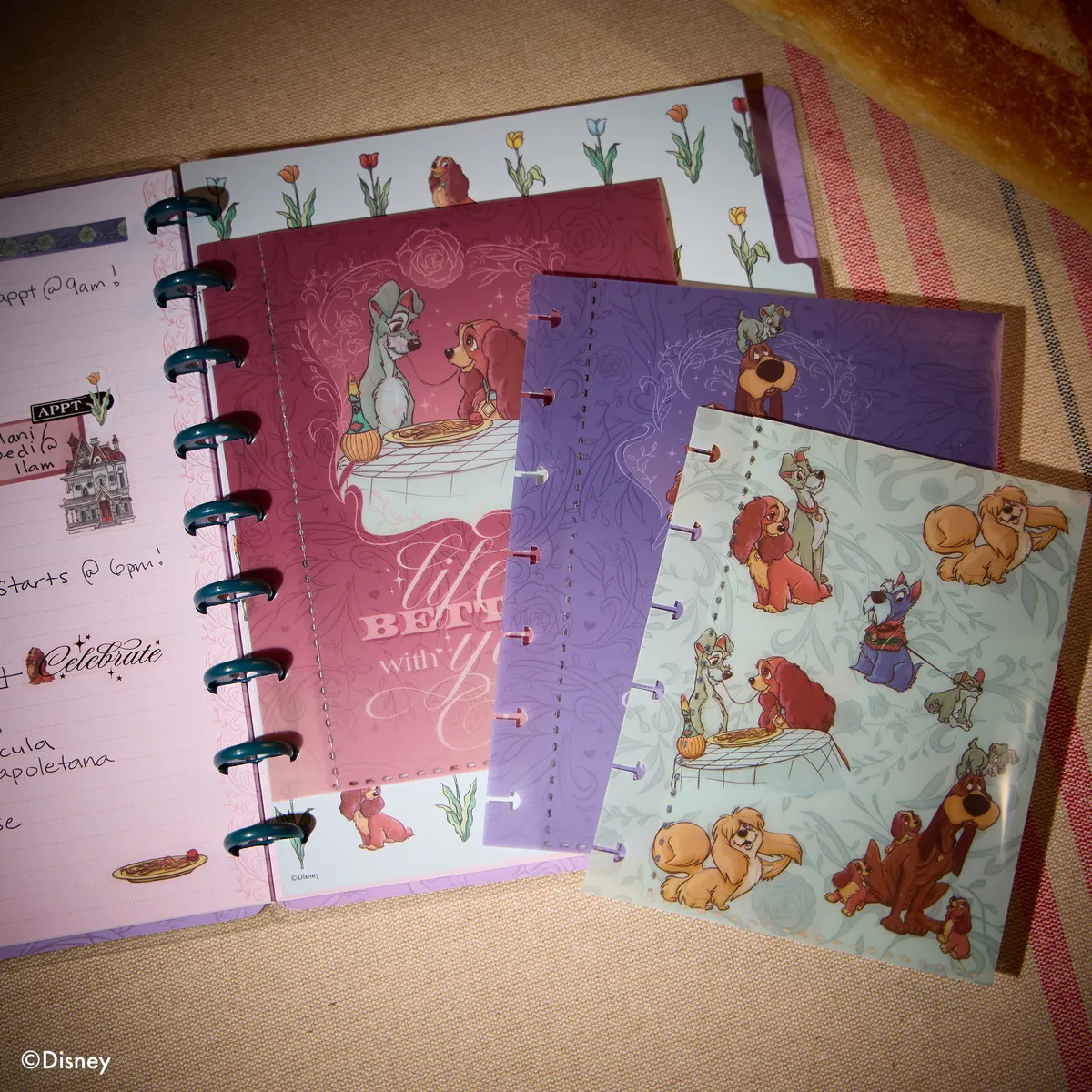 Happy Planner Disney Lady & the Tramp pochettes x3 plastique