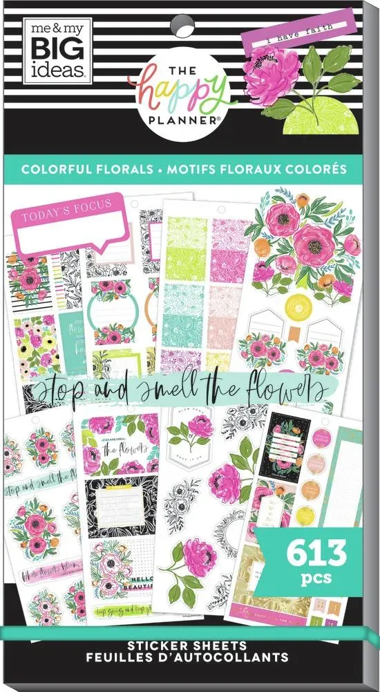 Happy Planner Colorful Florals lot stickers 613 pièces