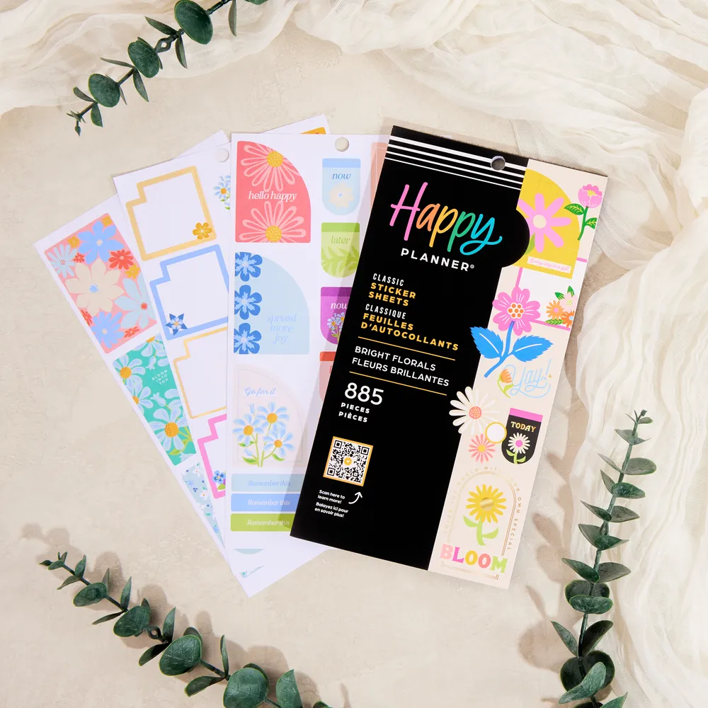 Happy Planner Bright Florals stickers value pack 885 pièces floral