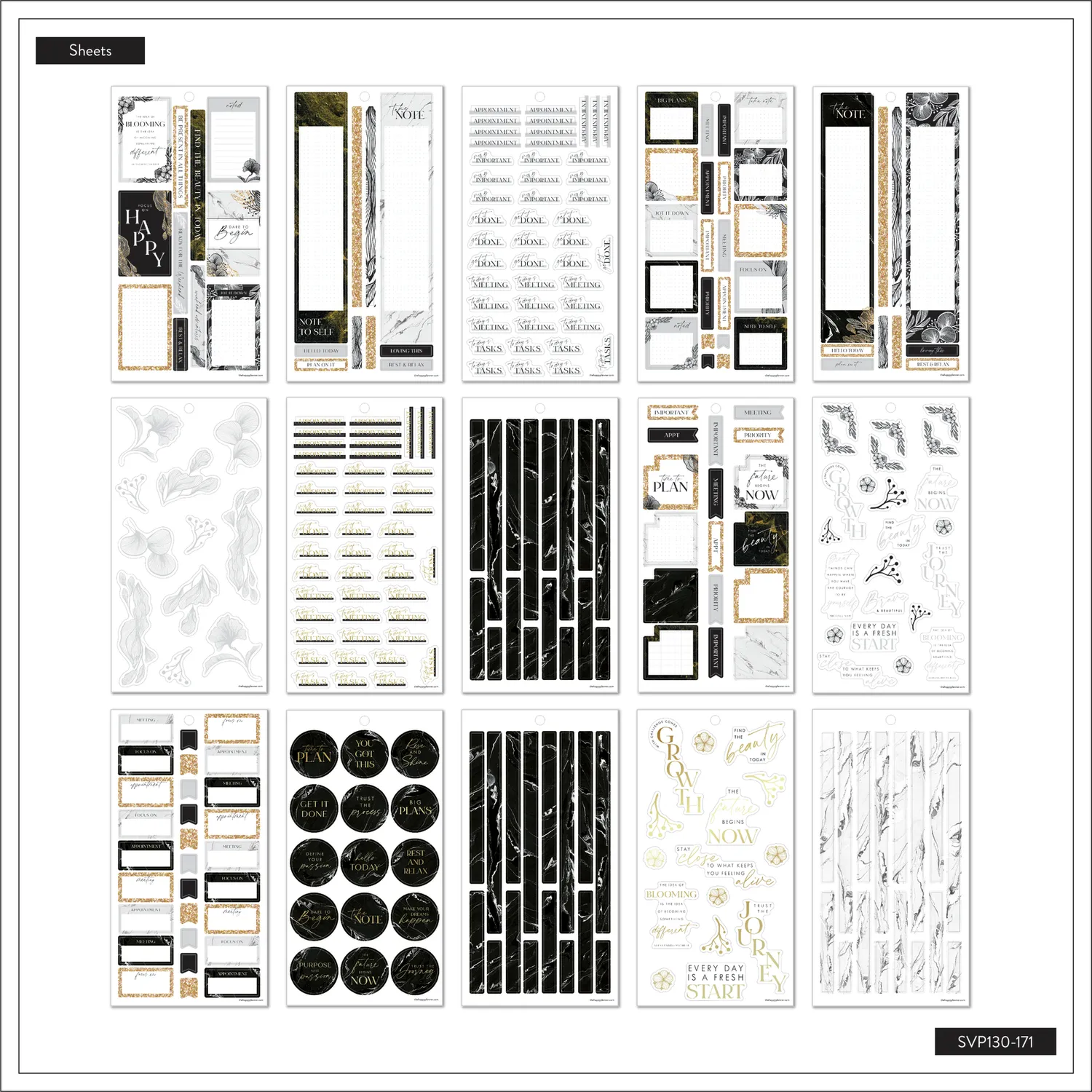 Happy Planner Gold & Black stickers value pack 690