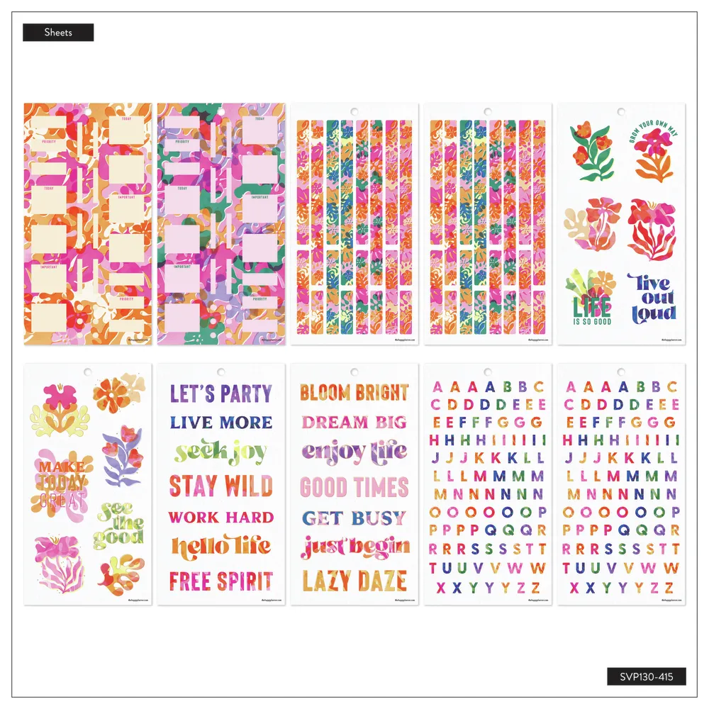 Happy Planner Vivid Tropics stickers Classic 30 feuilles tropical