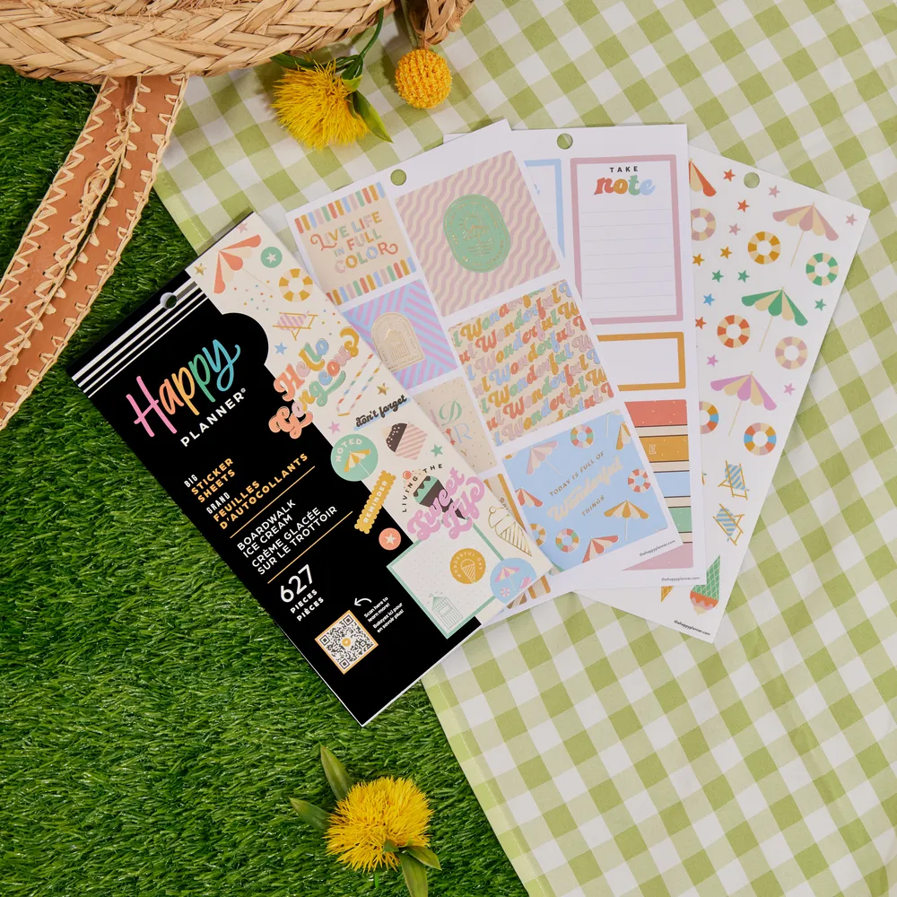 Happy Planner Boardwalk Ice Cream stickers Big 627 été