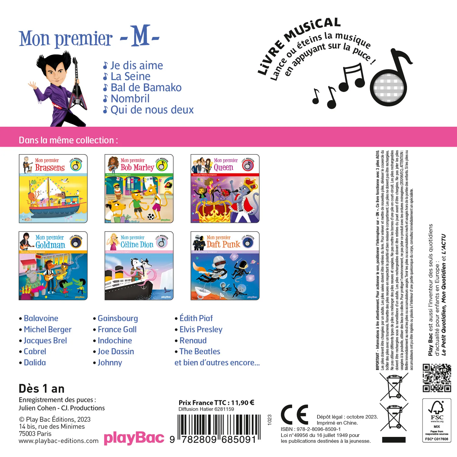 Mon premier M Matthieu Chedid livre musical bébé 1 an