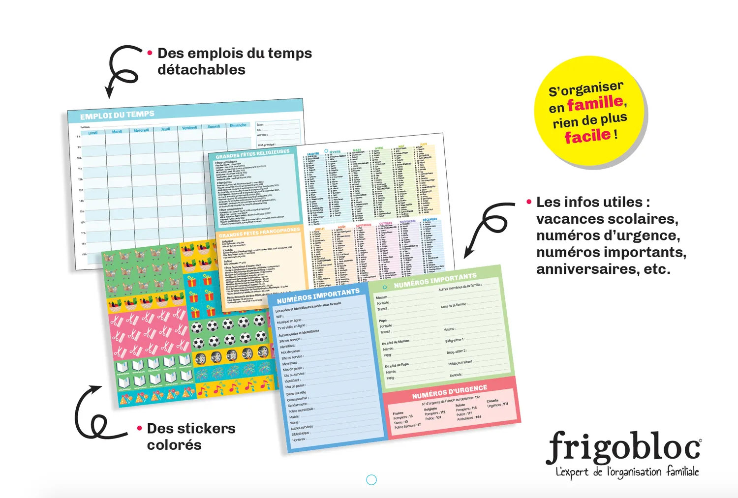 Frigobloc Ultra simple calendrier familial sept 2021-déc 2022