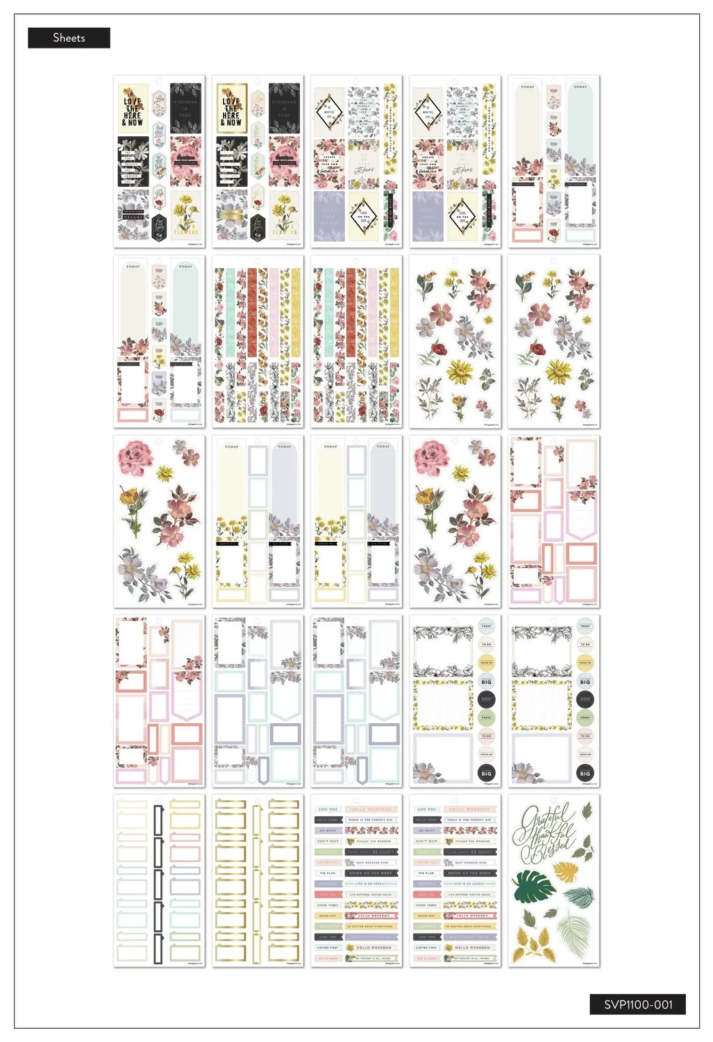 Happy Planner Flowers Notes méga stickers 3130 fleurs