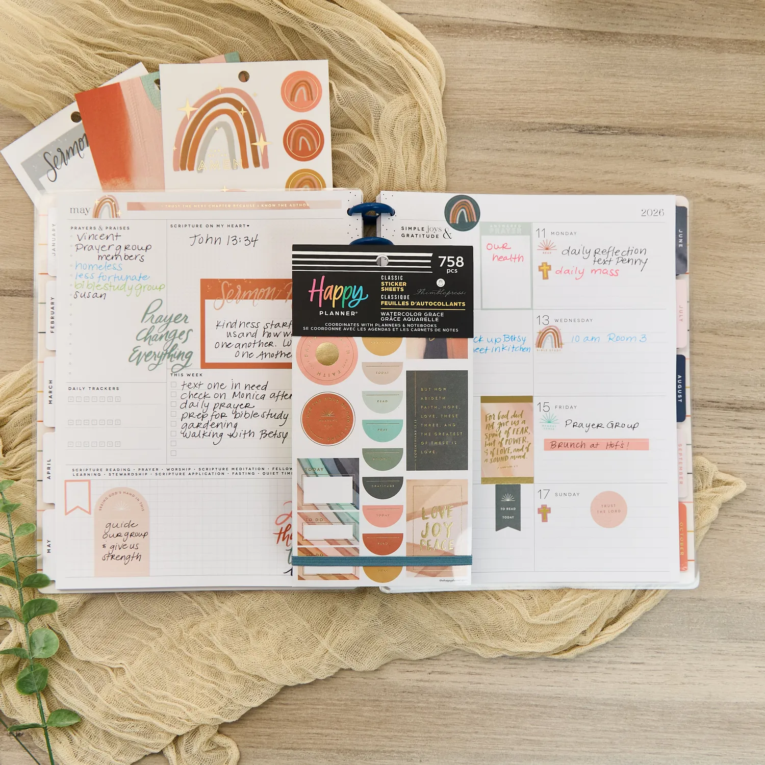 Me & my big ideas Happy Planner Watercolor Grace lot stickers foi