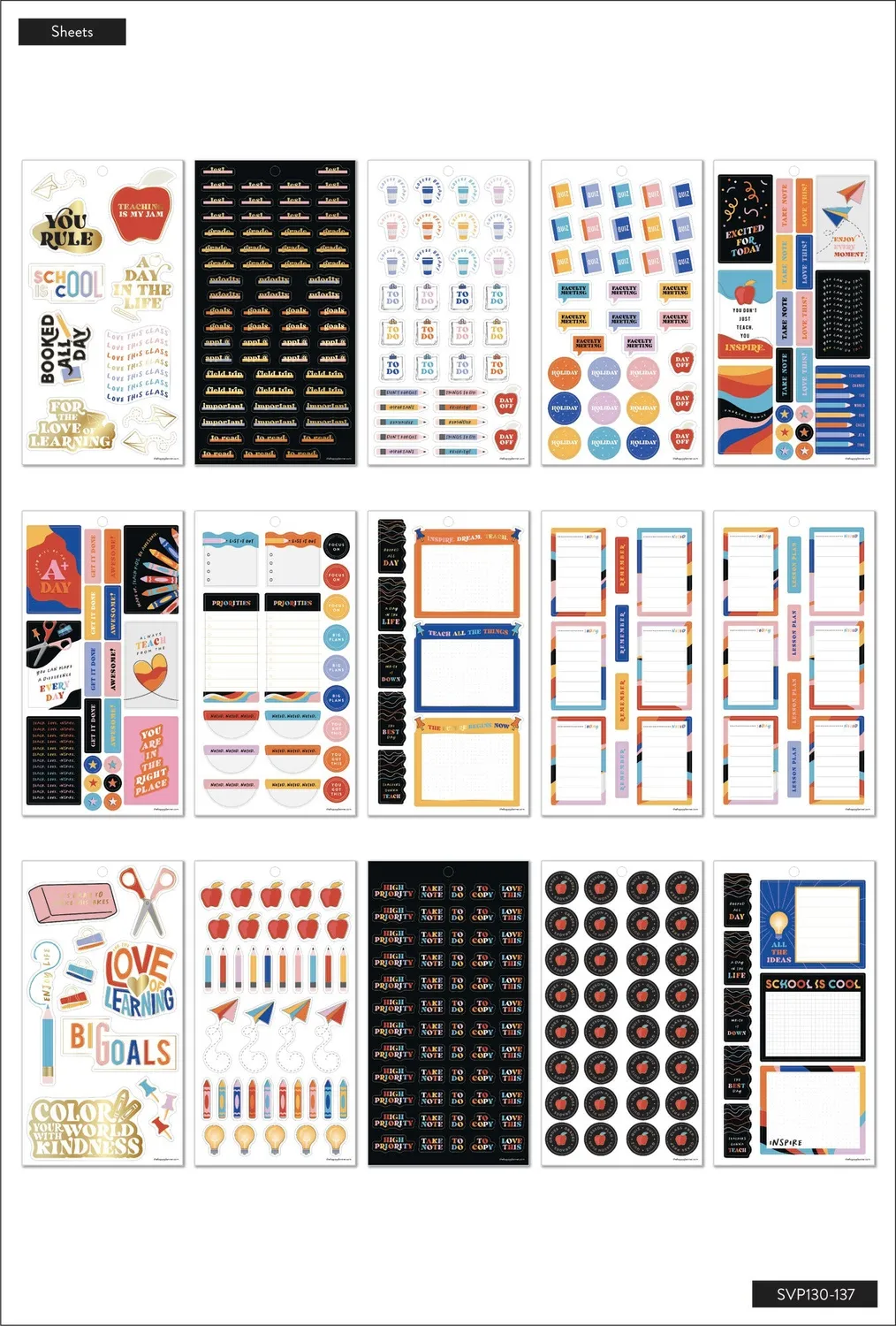Happy Planner You Rule stickers 844 motifs école