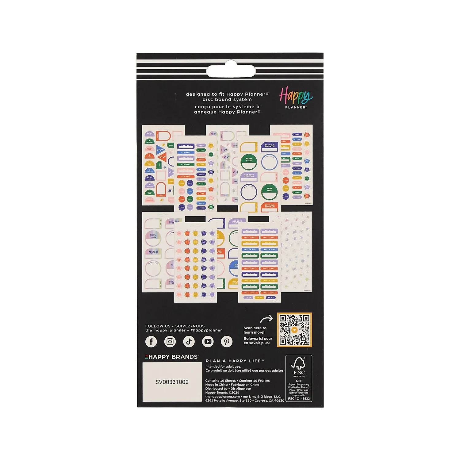 Happy Planner Stars & Smiles stickers élève 10 feuilles