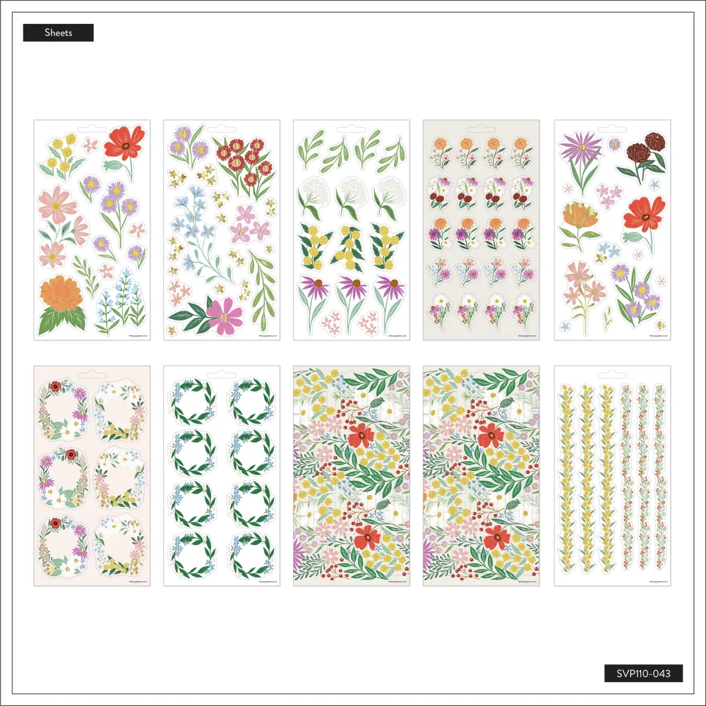 Happy Planner Blooming Bouquet stickers 10 feuilles florales