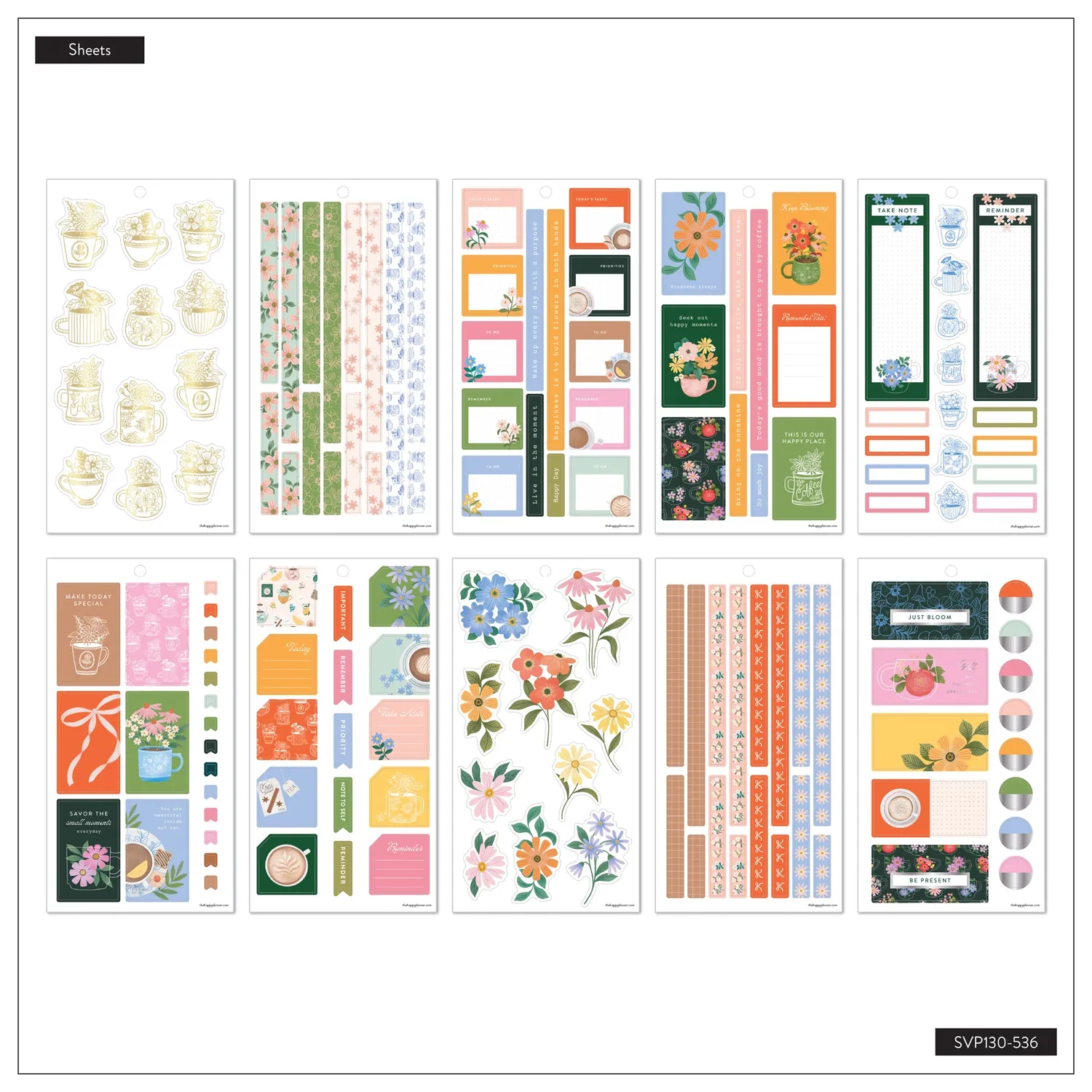 Happy Planner Petal Press stickers Classic floral 30 planches