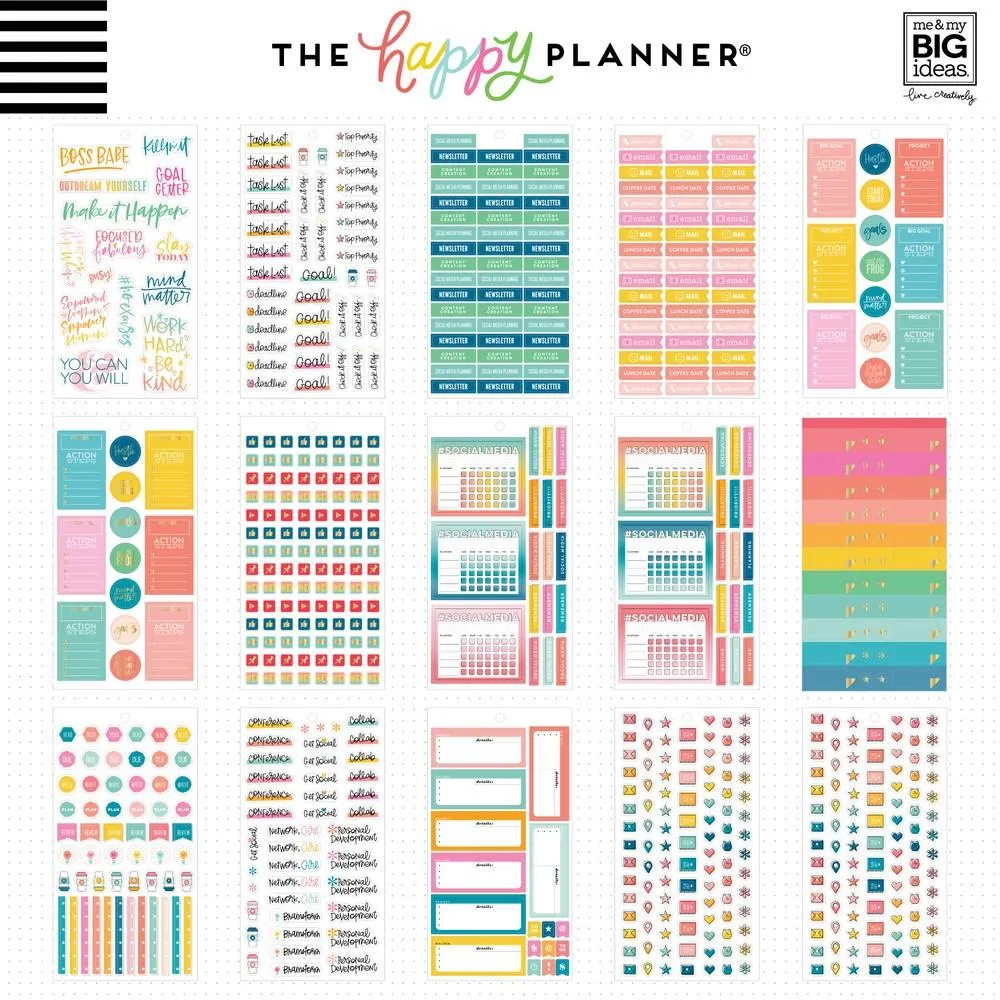 Happy Planner Boss Babe stickers value pack Classic 1215 pièces