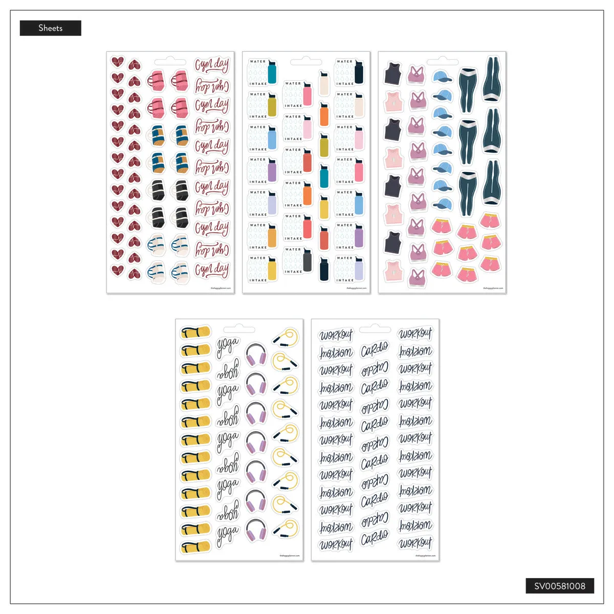 Happy Planner Fitness Icons autocollants 10 planches sport