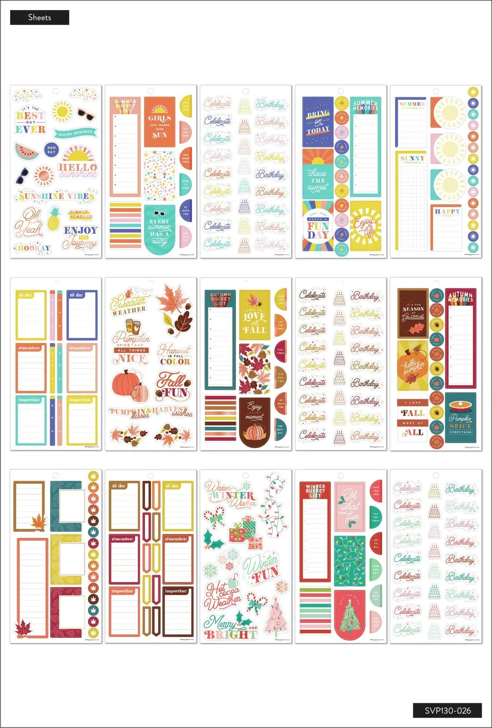 Happy Planner Hooray Seasons carnet autocollants 610 stickers saisons