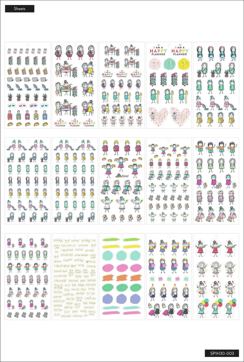 Happy Planner Stick Girls Essentials autocollants x855 classic
