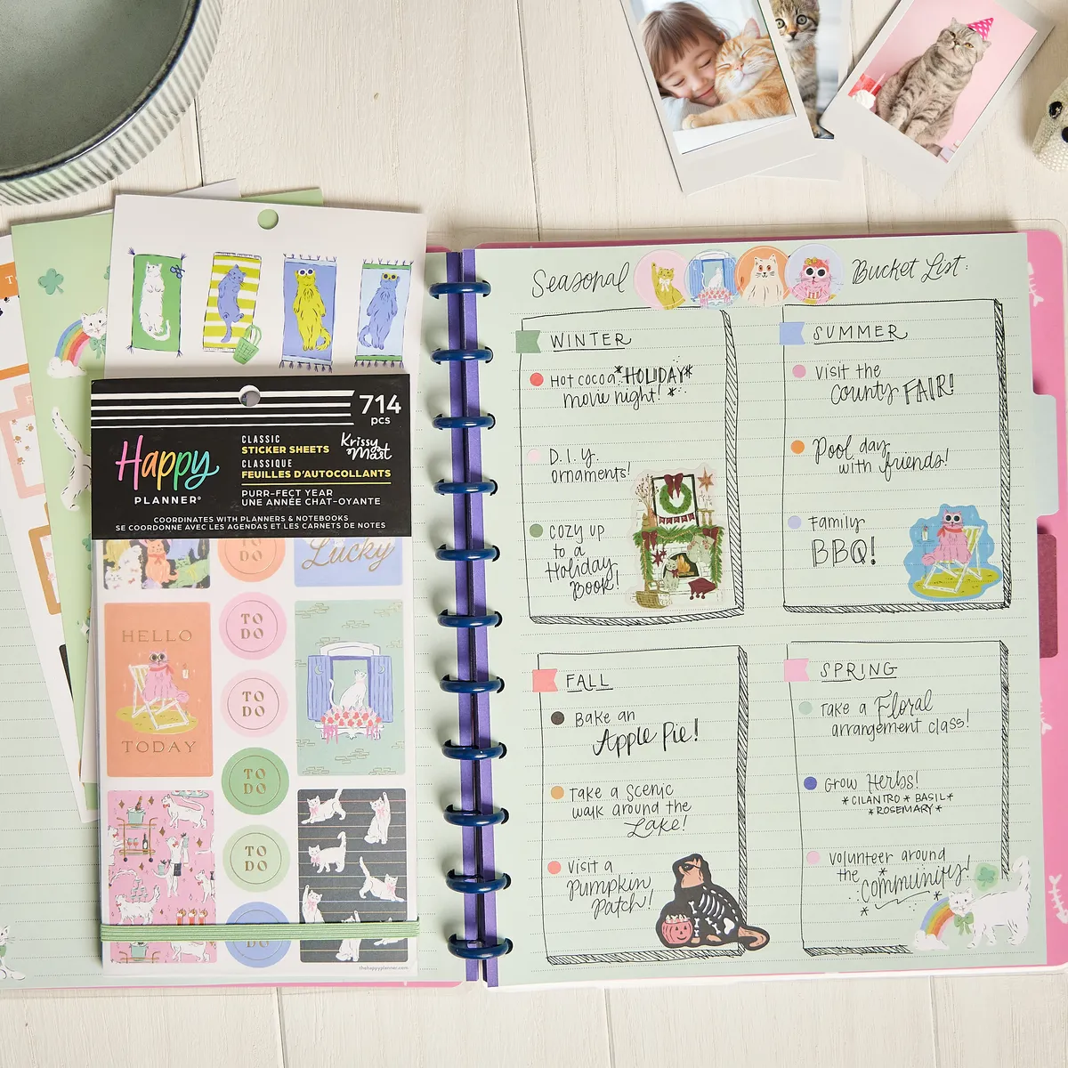 Happy Planner Purrfect Cats carnet stickers 30 feuilles 714 pièces