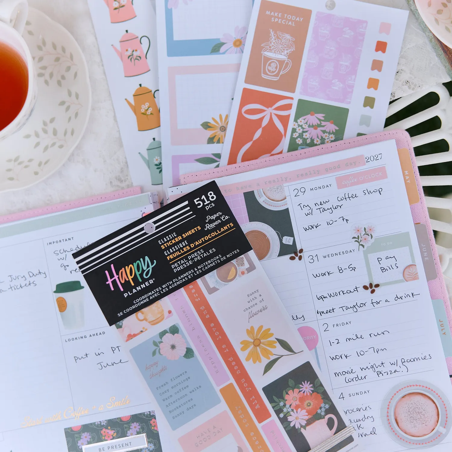 Happy Planner Petal Press stickers Classic floral 30 planches