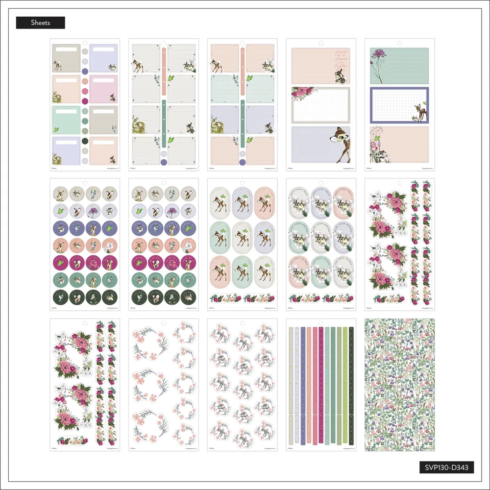 Happy Planner Disney Bambi Springtime stickers grand 385 motifs floraux