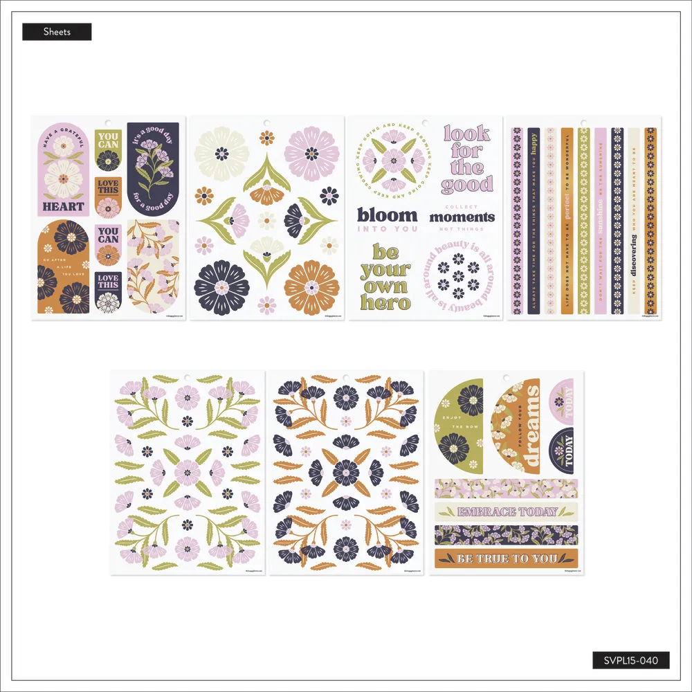 Happy Planner Plum Happy stickers Large 185 pièces floral