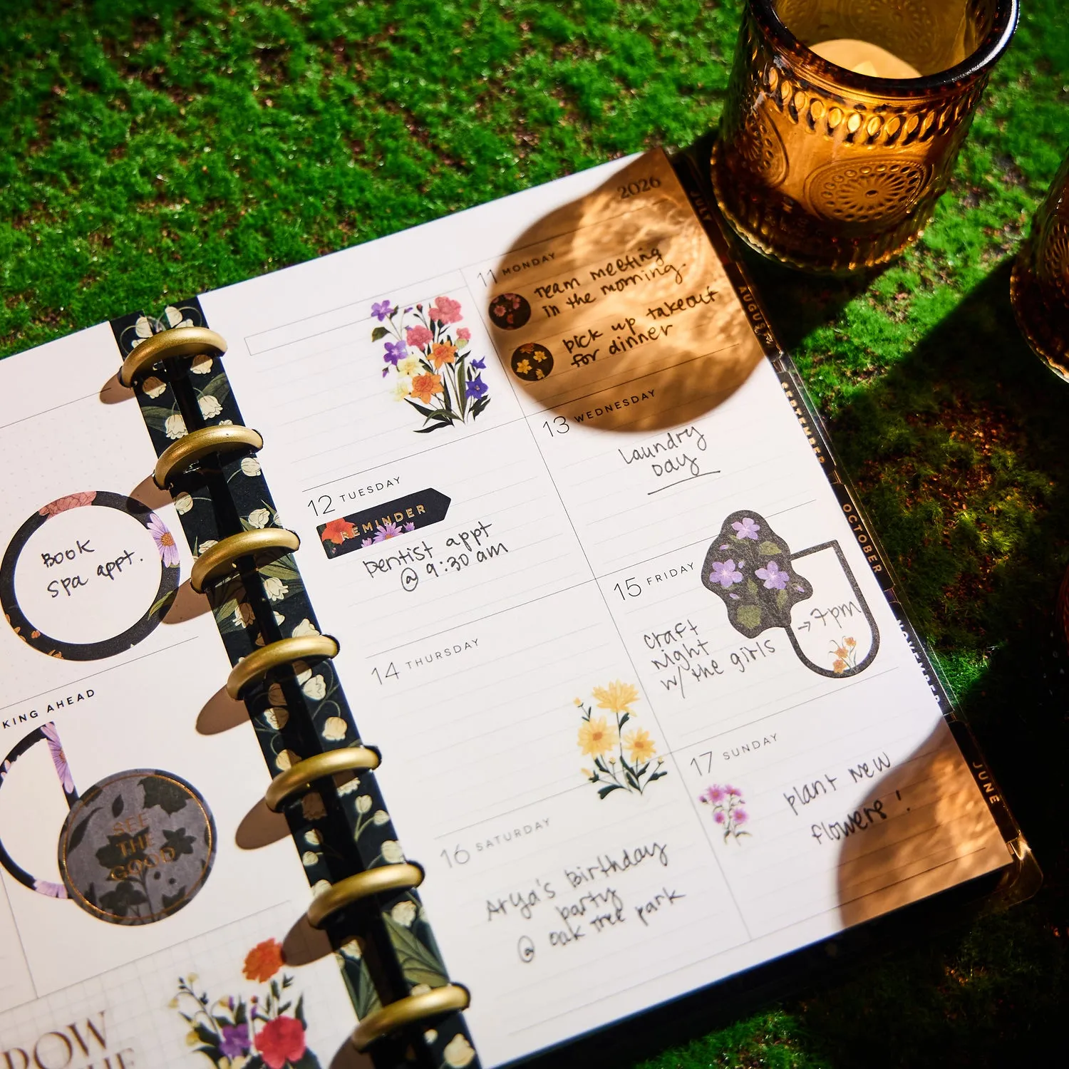 Happy Planner Dark Garden 2026 Mini agenda dashboard 12 mois