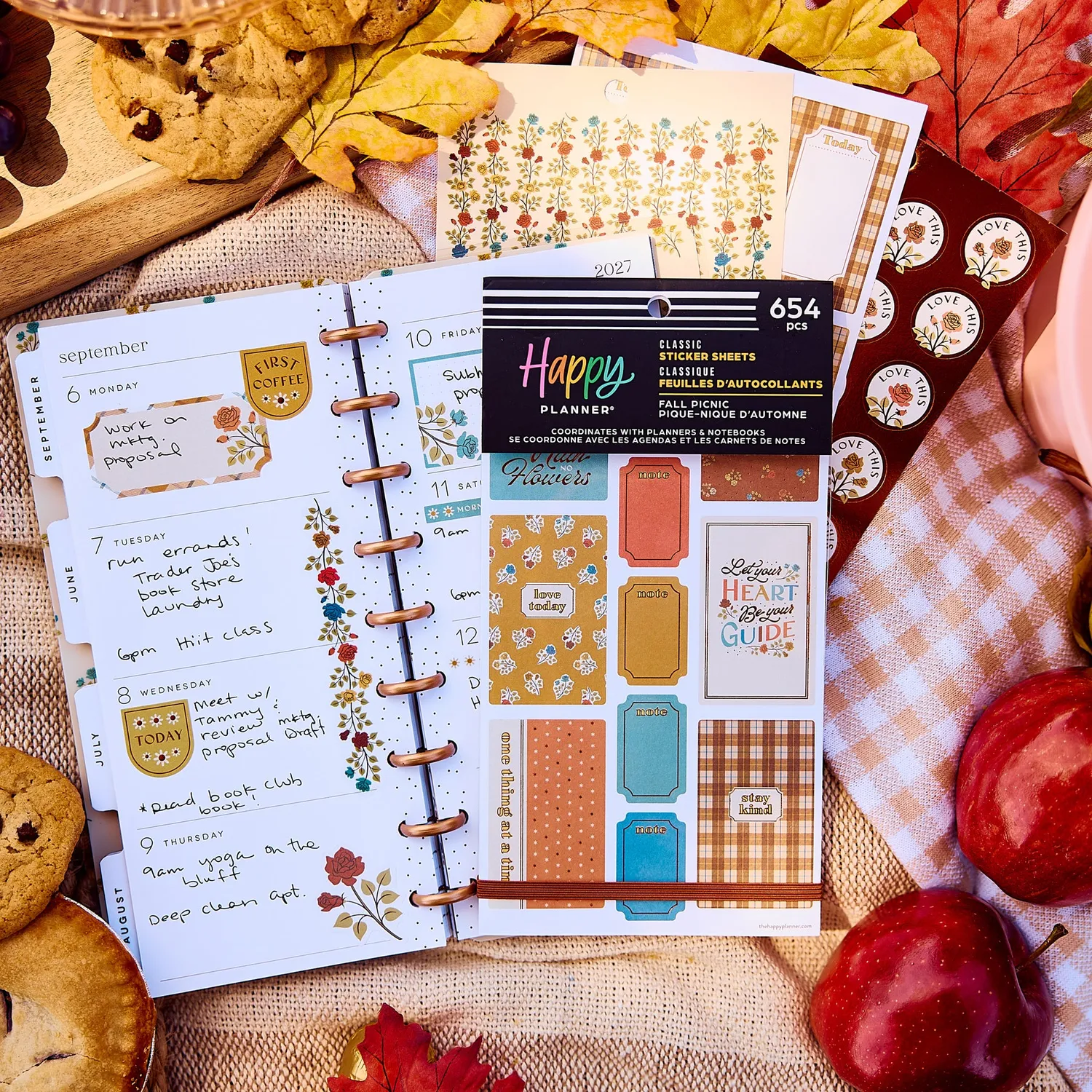 Happy Planner Fall Picnic stickers automne 30 planches