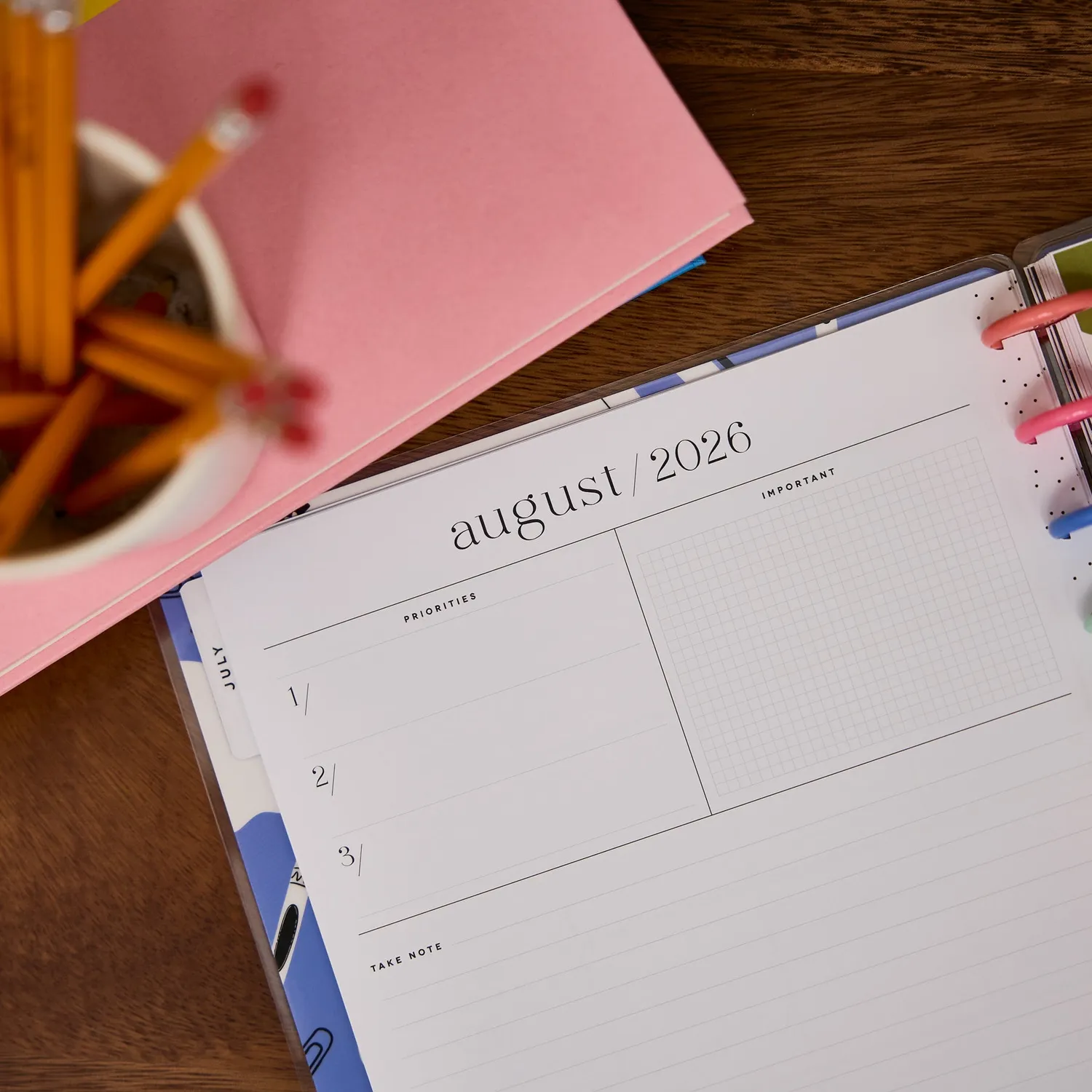 Happy Planner School Doodles Graphite 2026-2027 agenda professeur big