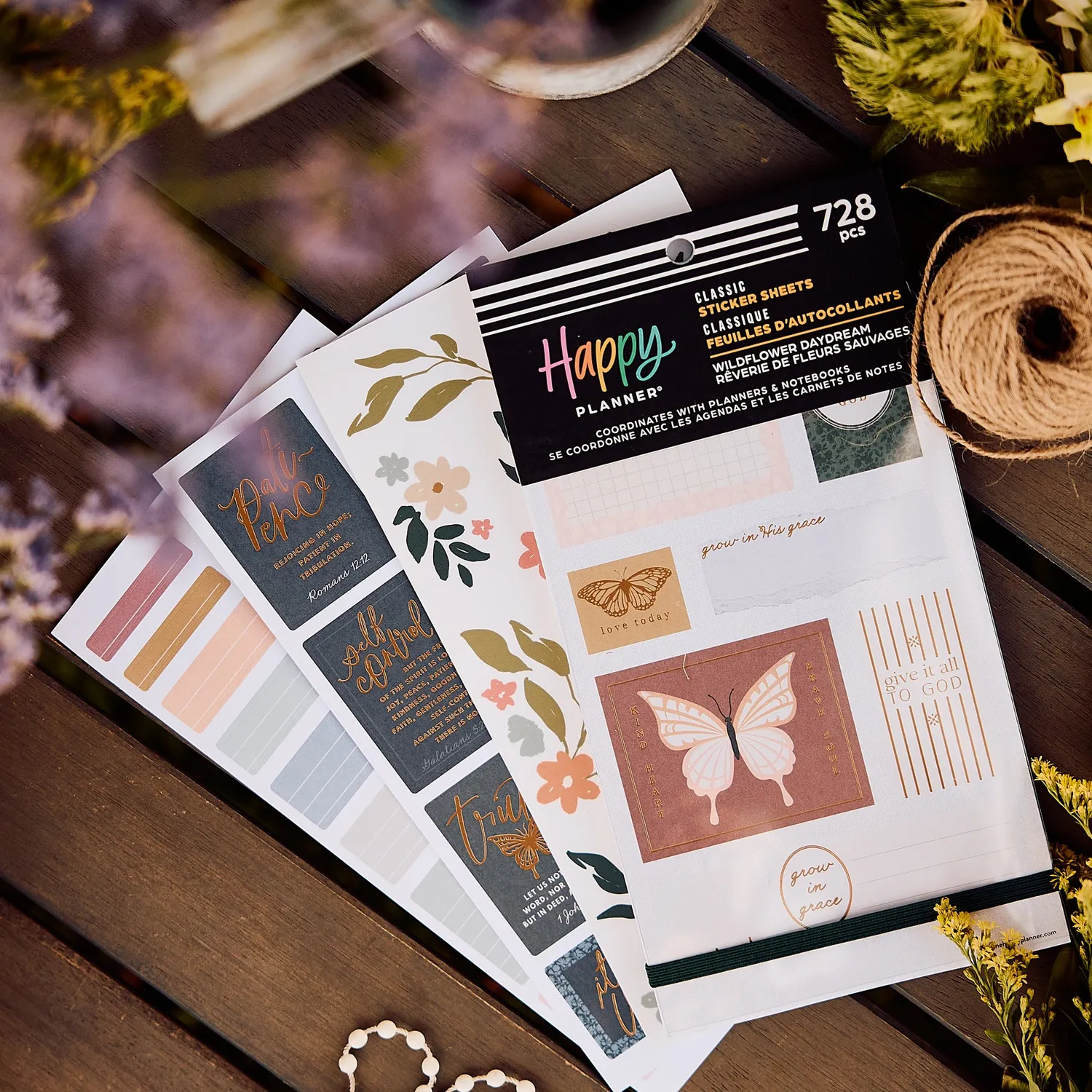 Happy Planner Wildflower Faith stickers 30 planches floral