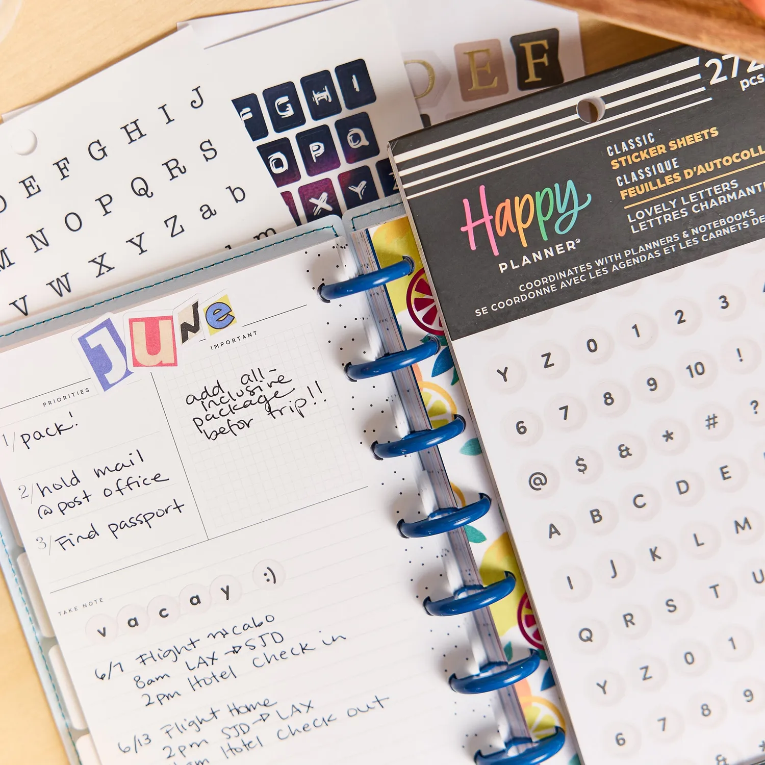 Happy Planner Lovely Letters stickers alphabet 30 planches